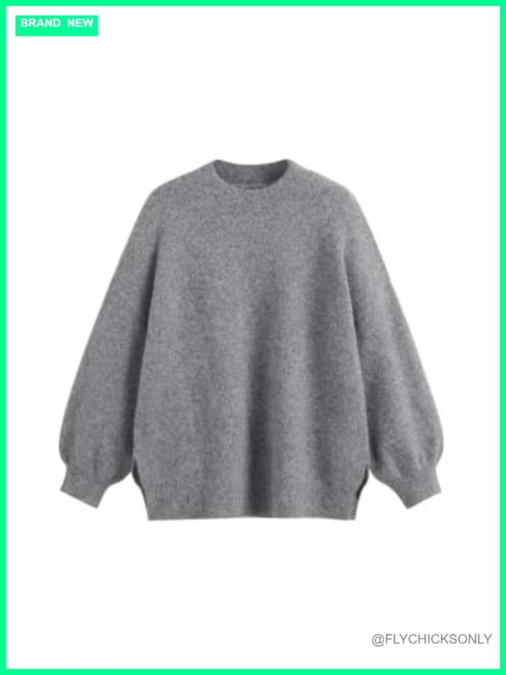 Wool Blend Oversized Knit Sweater Pullover Mandarin Collar